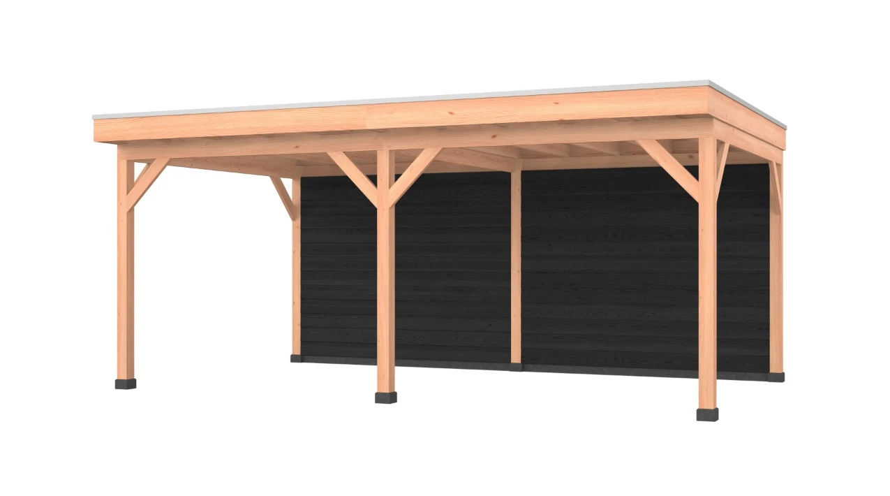 Douglas overkapping, 600 x 350, met zwarte achterwand, Westwood Comfort - Afbeelding 1